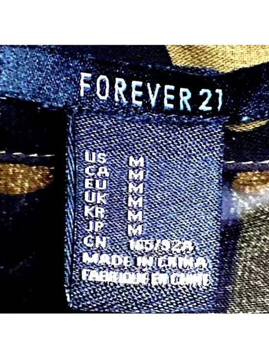 Forever 21 Medium Brown Black Camo Sleeveless Chiffon Blouse Grunge Utility Core - Picture 6 of 12